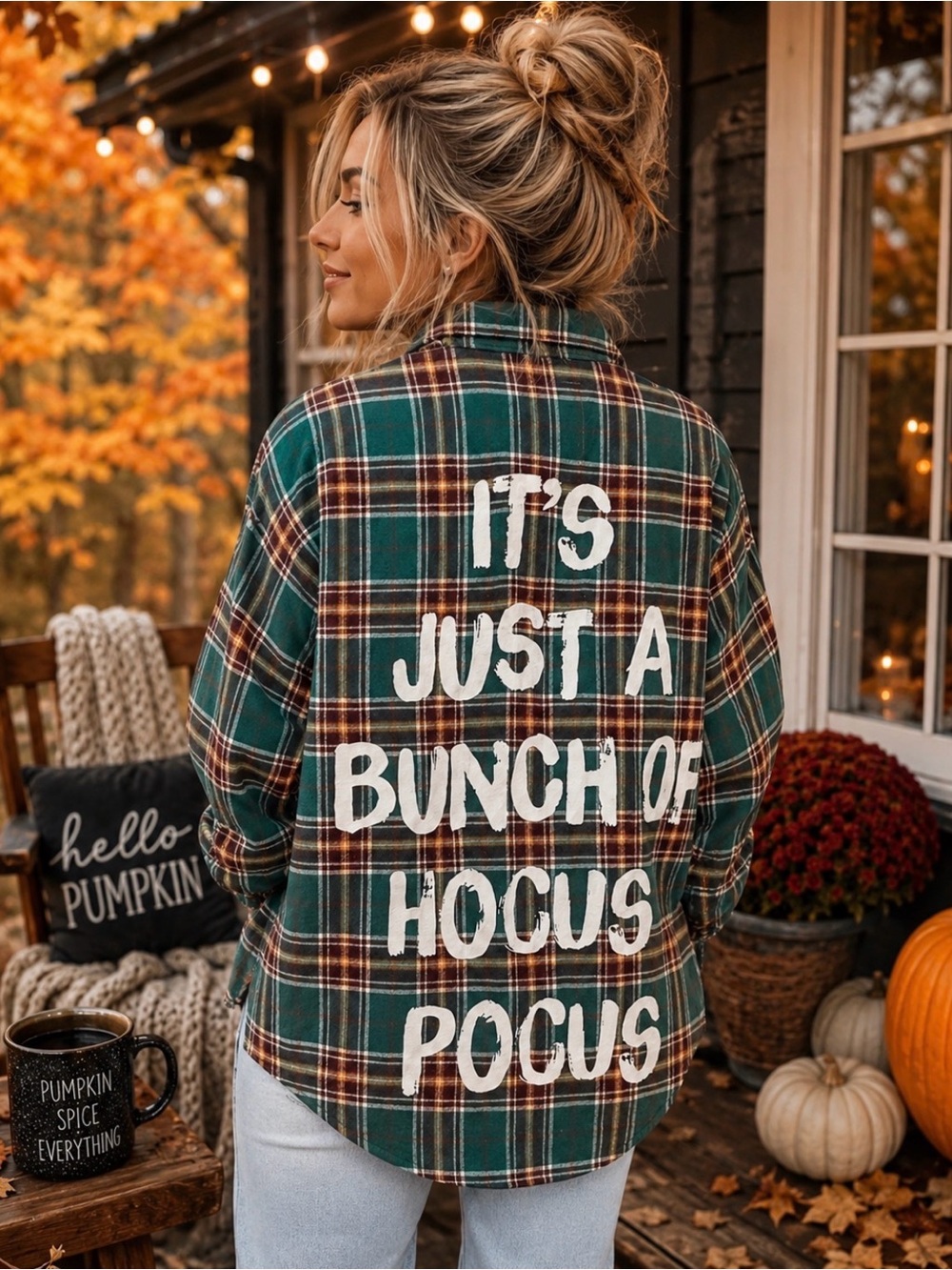 Disney Cakeworthy Hocus Pocus It's Just A Bunch Of Hocus Pocus plaid flannel S
